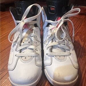 Jordan Kids White and Black Sneakers with Orange Accents